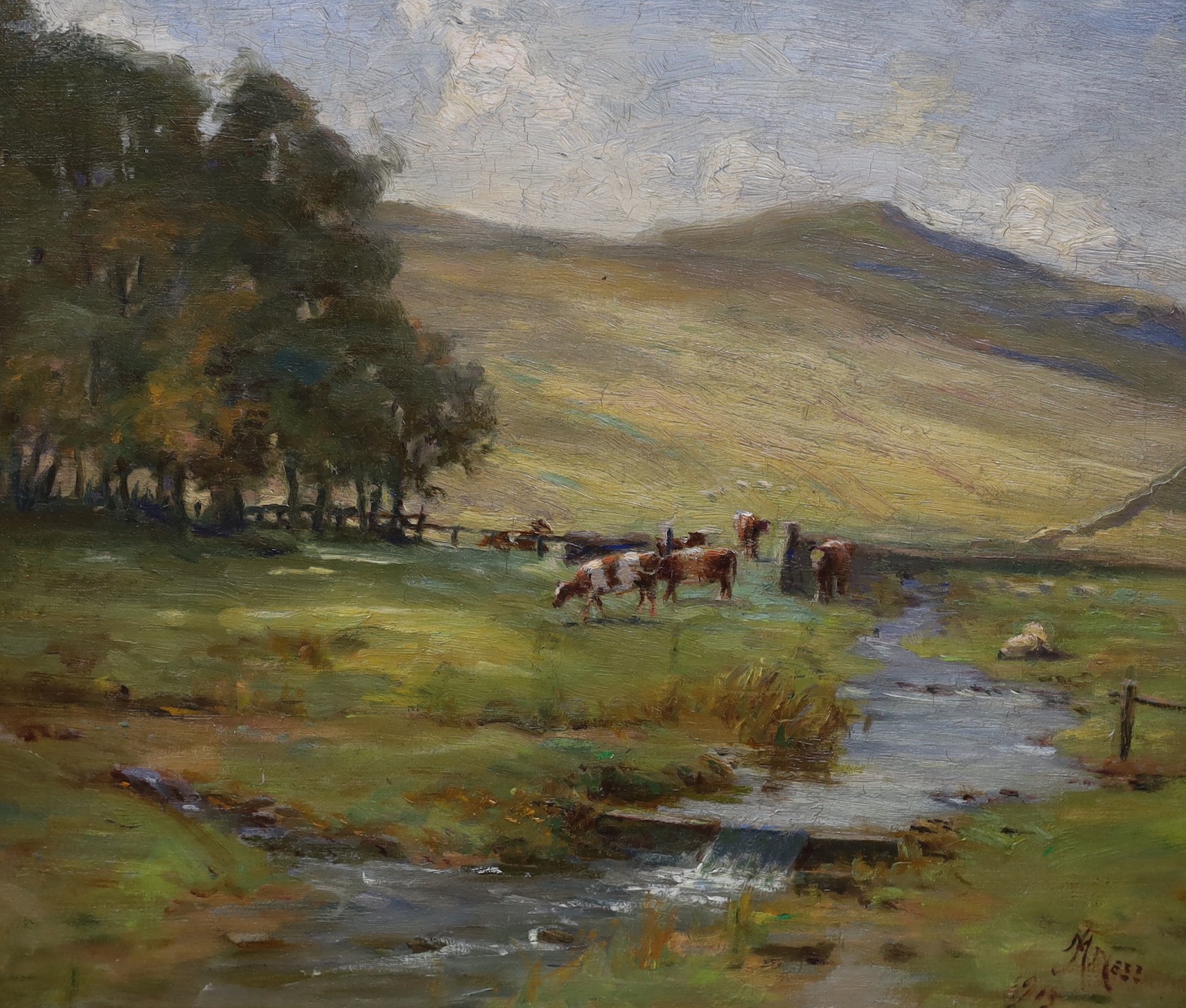 J.A. Ness, oil on canvas, 'Pentland', signed and dated 1913, 29 x 34cm